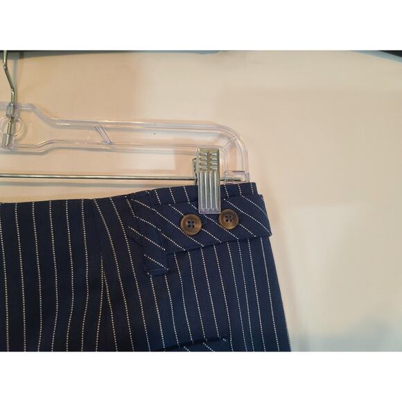 Free People Acadia Wide Leg Cropped Trousers Pants Navy Blue Pinstripe US 6 - Picture 13 of 13